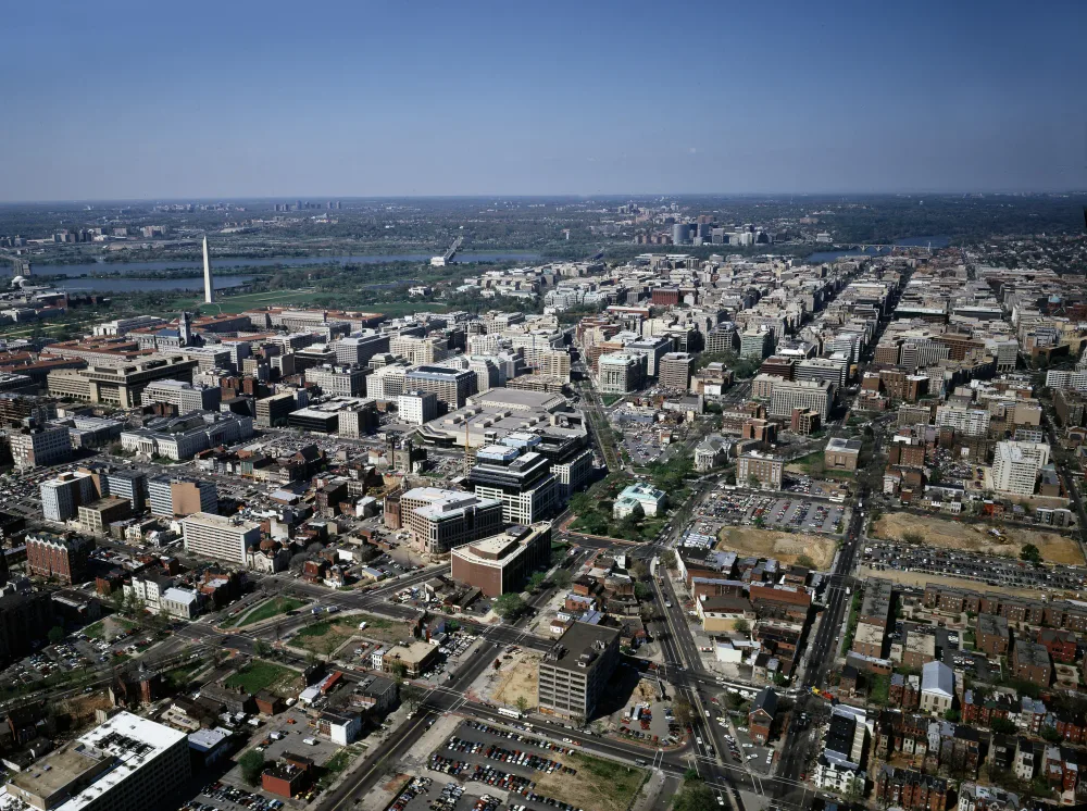 Public-domain aerial reference photograph of Washington, D.C.